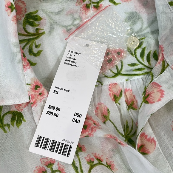 Urban Outfitters Blouse Top XS NWT Floral Boho Print Oversized Pink White - Picture 9 of 9